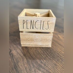 Rae Dunn Tan Wooden Pencil Holder